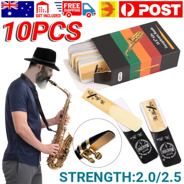 10pcs Saxophone Reeds Alto Sax Reed Sax Bamboo Reeds Strength 2.0 2.5 AU Stock