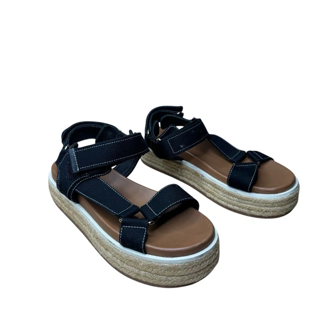 COUNTRY ROAD BLACK Hadley Flatform Sandals Size 39 Espadrille