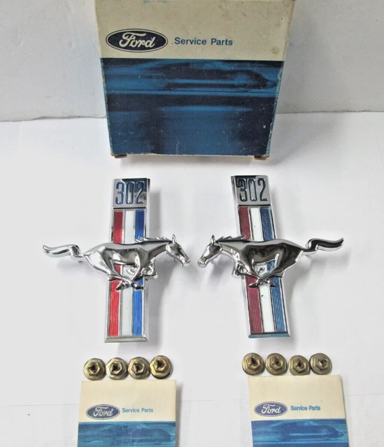NOS 68 MUSTANG 302 Fender Emblems C8ZZ-16228-A Pair $70.00 - PicClick