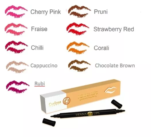 Henna Lips Semi-Permanent Lipstick - Thick/Thin Double End Lip Liner and Filler