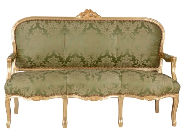 XXL couch SOFA CANAPEE ROKOKO SALON lounger baroque sofa diwan upholstered sofa green