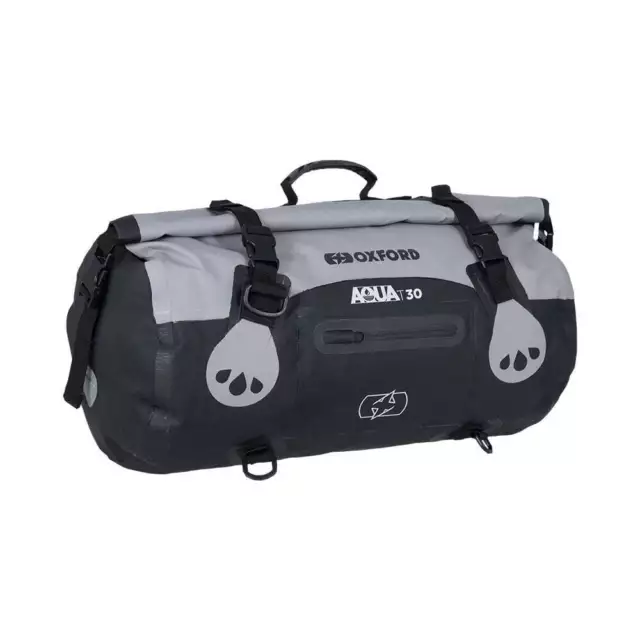 Oxford Aqua T-30 Waterproof Motor Bike Motorcycle Luggage Roll Bag - Grey/Black