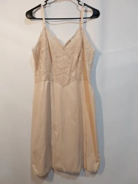 Womens Vintage Biege Vanity Fair Nightgown Slip Dress Size 38 S Rockabilly
