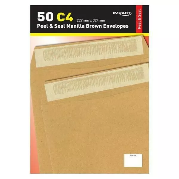 DL C5 C4 A4 A5 Heavy Duty Peel & Seal  Manila Brown Envelopes Home Office-50 PCS