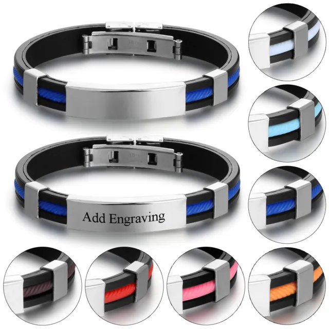 Personalized Men Medical Alert ID Bracelets Emergency Survival Wristband Bangle