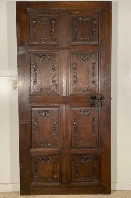 77" French Antique Renaissance/Gothic Revival Solid Oak Wood Door