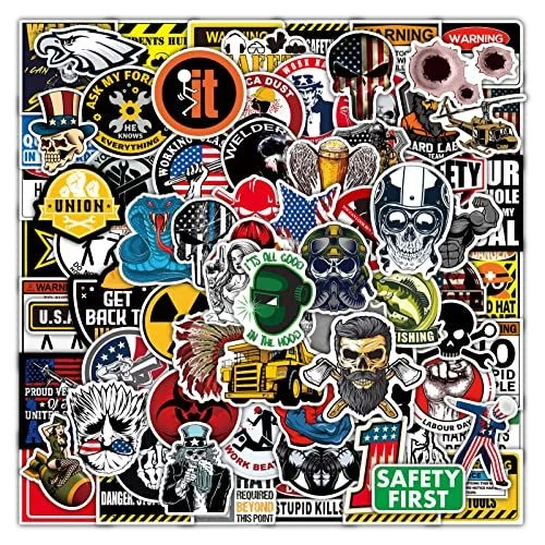 Hard Hat Stickers Pack, 100Pcs Waterproof Vinyl Sticker for Multicolor