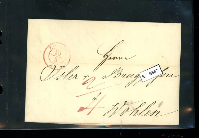 BM2598, Schweiz Vorphilatelie, Brief nach Wohlen (Aargau), aus Zürich, 1844