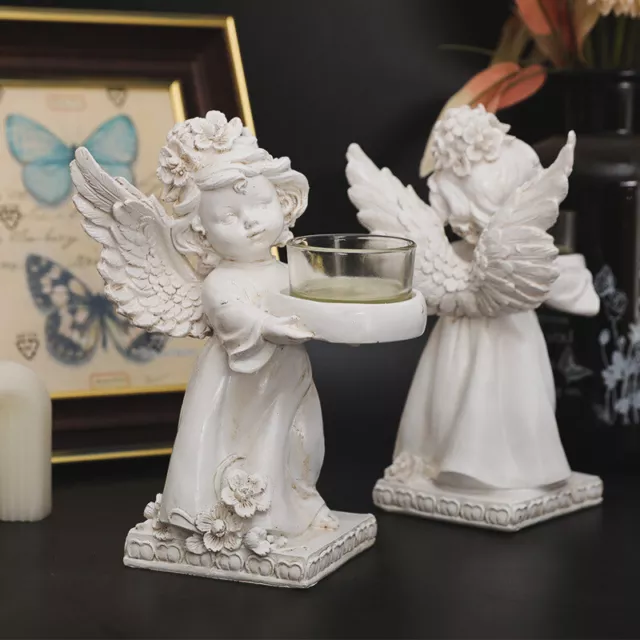 Engel Kerzenhalter, Wings Angel Figurin Figur --Statue mit Teelicht --Votiven Sg