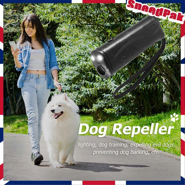 Repelente ultrasónico para perros plástico con linterna LED para accesorios para mascotas (negro)