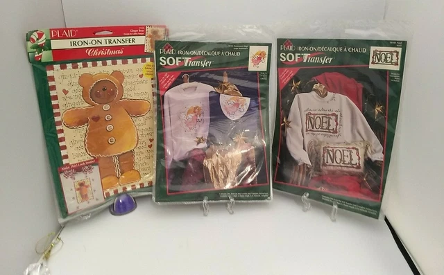 4 Cuadros de transferencia de plancha de Navidad de colección Noel 58101 - Ángel 58104 y Oso 57435
