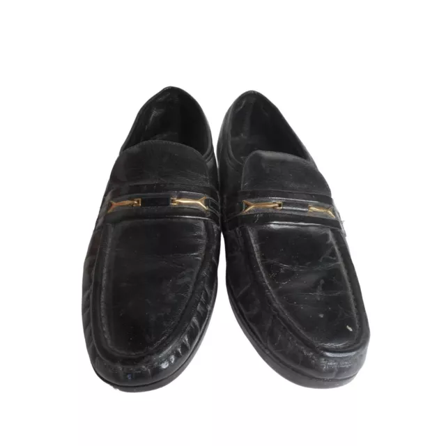 Florsheim Mens Loafer Dress Shoes Black Leather Moc Round Toe Slip On 7.5 D