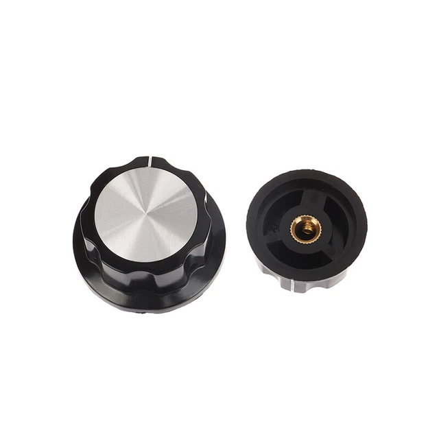 Potmeter knop aluminium zwart - 2 stuks