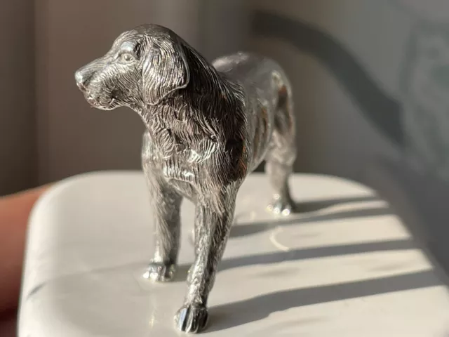 LOVELY SOLID STERLING SILVER CAST LABRADOR DOG FIGURE 1990 55 g 2