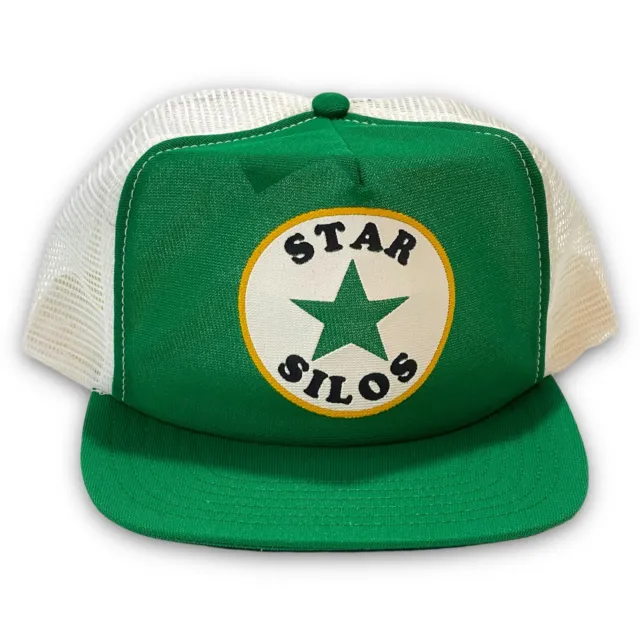 Star Silos Graphic Logo Vintage Snapback Hat 1980s Trucker Cap Texas USA Made