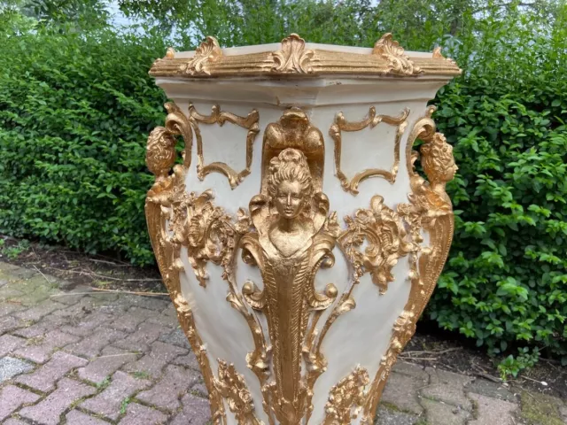 Italian Baroque style Cream with gold Pedestal/Column with Top. Single pc. 3