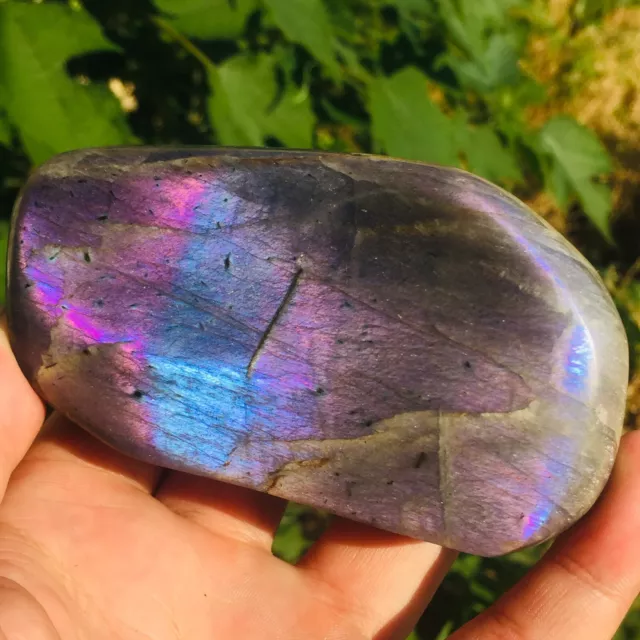 384g Natural Purple Blue Gorgeous Labradorite Quartz Crystal Display Healing