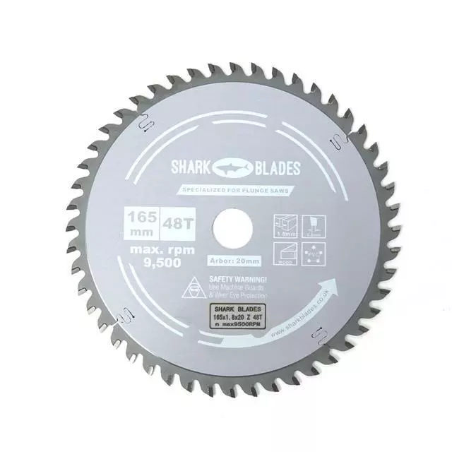 Shark Blades Pro Plunge saw blade 165mm x 20 x 48T Fits DeWalt Makita Bosch