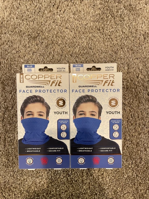 Copper Fit Guardwell Face Protector Mask Youth Blue Kids Neck Gaiter Lot of 2