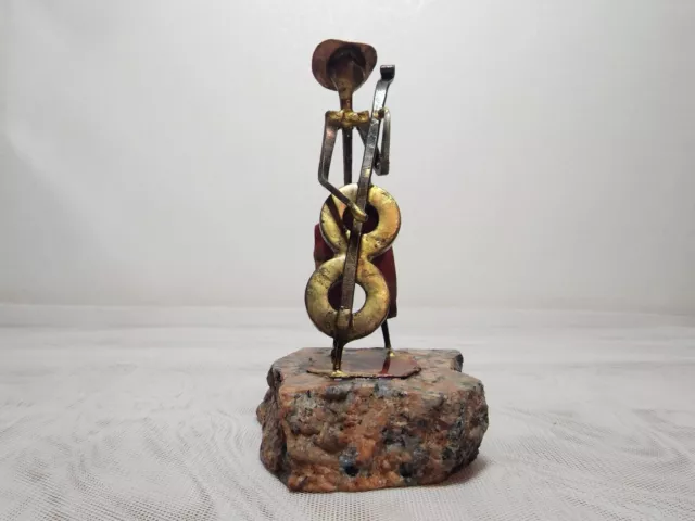 Vintage Brutalist Metal Sculpture Mid Century Art Abstract Musician Unique Gift