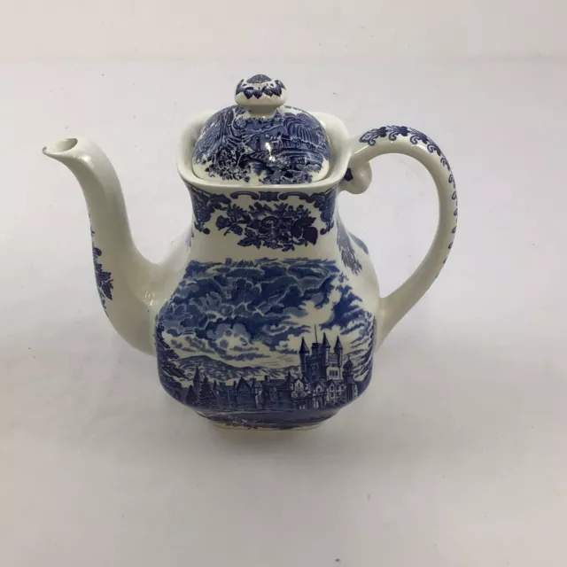 Enoch Wedgwood Coffee Pot Royal Homes Of Britain Blue White Ceramic Balmoral 2