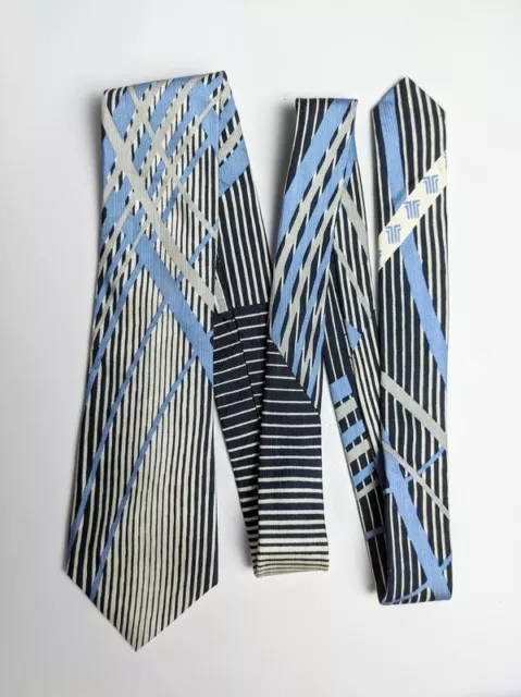 LANVIN Paris Cravatte Mens Silk Neck Tie Gray blue Made in France