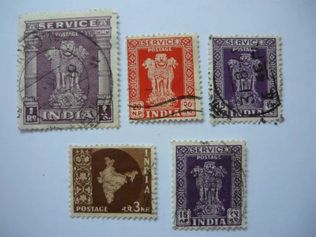 Indien India Asoka Pillar Briefmarken 1956-1962 5 Stück gestempelt