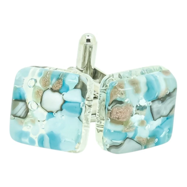 Clé Grecque Avec Boutons De Manchette En Verre Cabochon Bleu - Laiton - Pièce De Vitrine, Jamais Portée