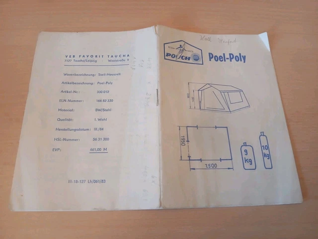 DDR ZELT AUFBAUANLEITUNG Pouch Steilwandzelt Poel - Poly - 1983 EUR 6,90 -  PicClick DE