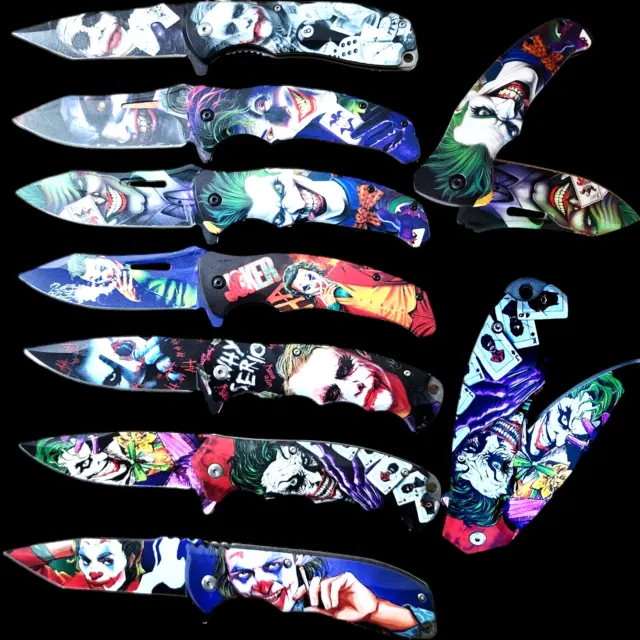 Joker Print 8" SPRING OPEN ASSISTED TACTICAL FOLDING POCKET KNIFE EDC Blade