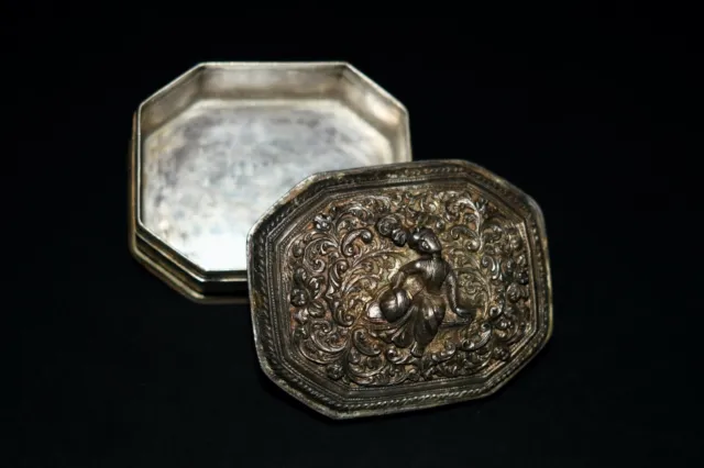 Antique Burmese Silver Repoussed Box from Myanmar