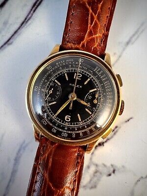 Rolex vintage chronograph Ref 2508 Case 18kt  36mm size Black  Restored Dial V22