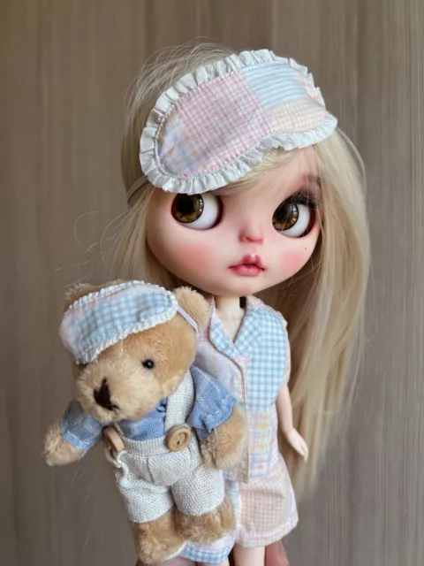 Blythe Doll Clothes -- Modern Cute Short Pajama Set (OOAK) 3