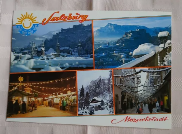 AK Postkarte Mozartstadt Salzburg Österreich 5 Fotos ungelaufen