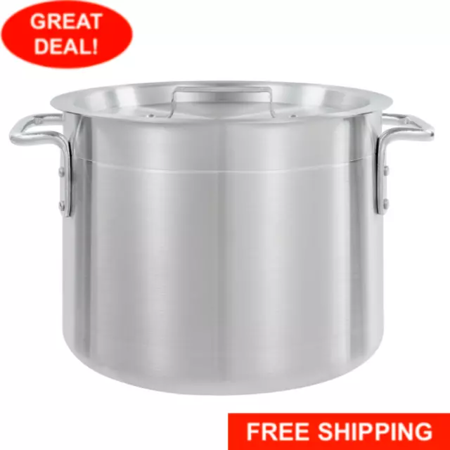 10 Quart NSF Aluminum Restaurant Kitchen Commercial Stock Pot with Lid Cover