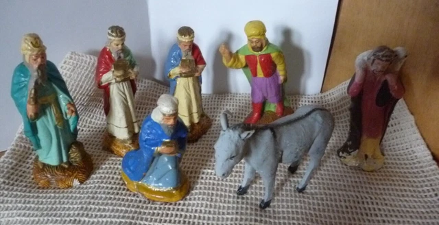 ANCIENS SANTONS MOUTONS  DEVINEAU FLOQUÉS POUR CRÈCHE