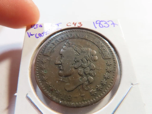 C43 USA 1837 H.Crossman Umbrella Manufacturer New York  Hard Times Token