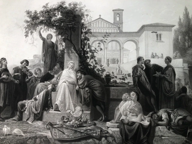 Grande Gravure Ancienne Les Golfeurs De St Andrews – 1847, Mise En Couleur à La Main, France