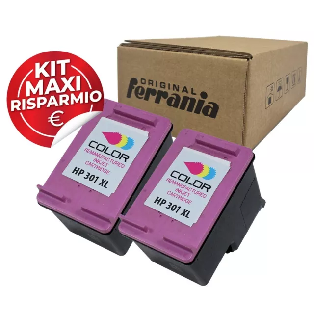 2 Cartucce Rigenerate HP301XL Colore per Deskjet 2510 ENVY 4500 Officejet 4630