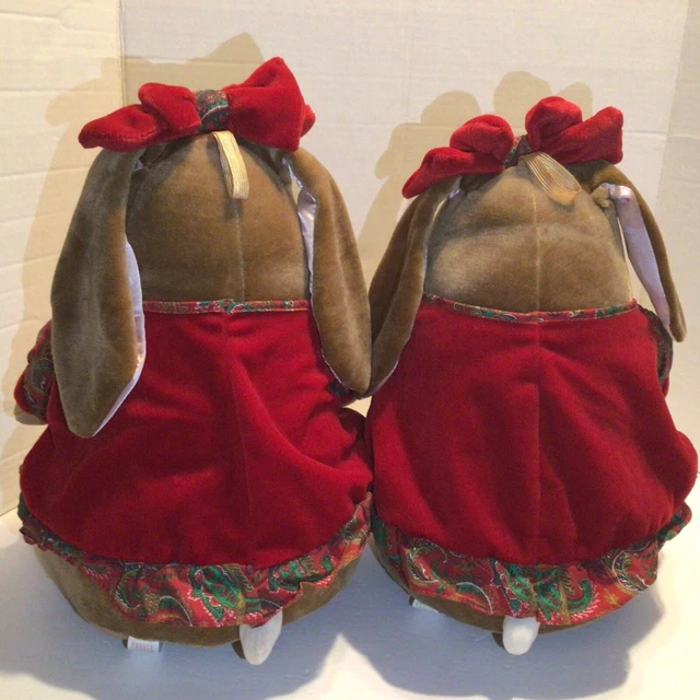 VINTAGE VELVETEEN RABBIT Plush Bunny Toys R Us Red Velvet Dress 13