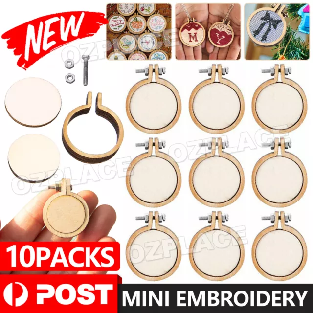 10x Mini Embroidery Hoop Ring Wooden Cross Stitch Frame Hand Crafts Tool