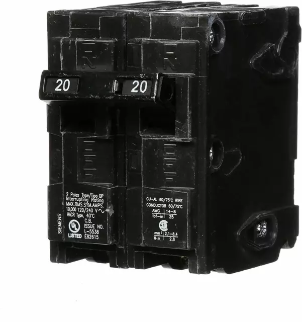 Q220 20-Amp Double Pole Type QP Circuit Breaker