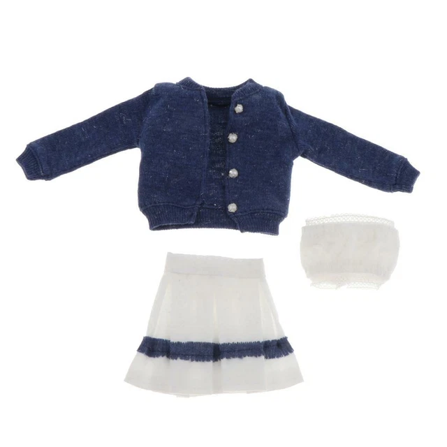 1/6 vestiti per bambole gonna a pieghe 3 pezzi per accessori per bambole da 12
