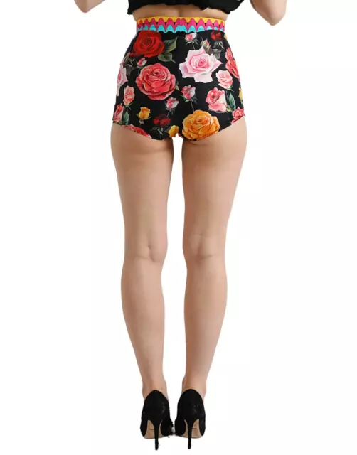 Dolce & Gabbana Floral Polka Dot Print High-Waisted Silk Shorts IT42 US6 M