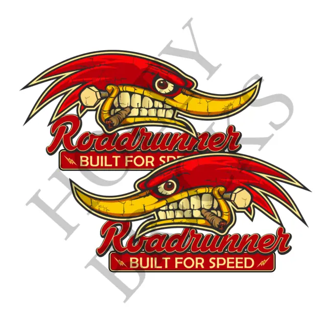 10cm 2er Set Roadrunner Built  Oldschool Aufkleber Hot Rod US Cars Sticker V8