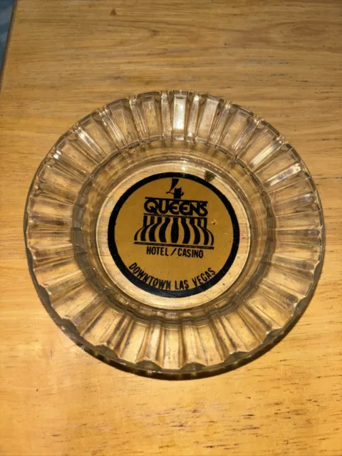 Vintage Four Queens Hotel and Casino Las Vegas Clear Glass Ashtray 1980s USA