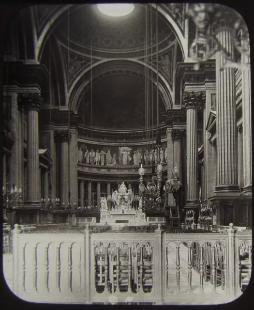 Glass Magic Lantern Slide THE MADELEINE INTERIOR PARIS C1890 PHOTO FRANCE