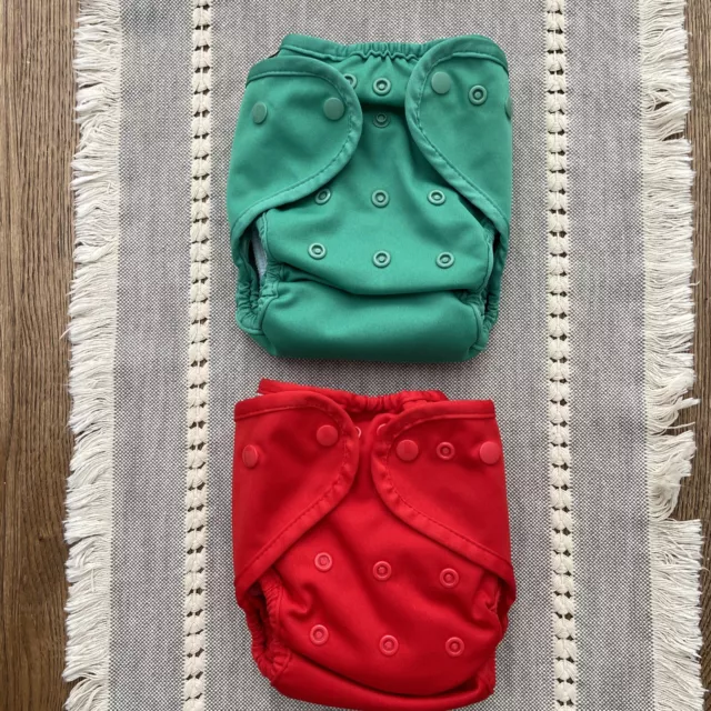 Boys Unisex Green Red Cloth Diaper Covers Buttons Brand