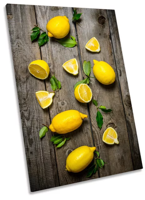 Lemon Fruit Slices Kitchen Print CANVAS WALL ART Portrait Picture Yellow