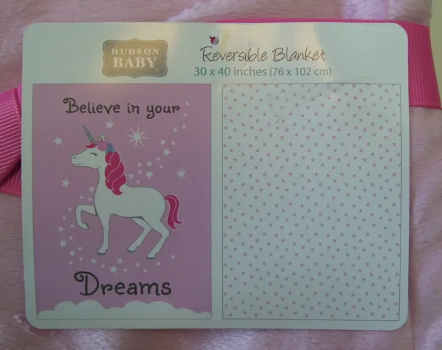 Girl Hudson Baby Believe in Your Dreams Unicorn Reversible Star Baby Blanket